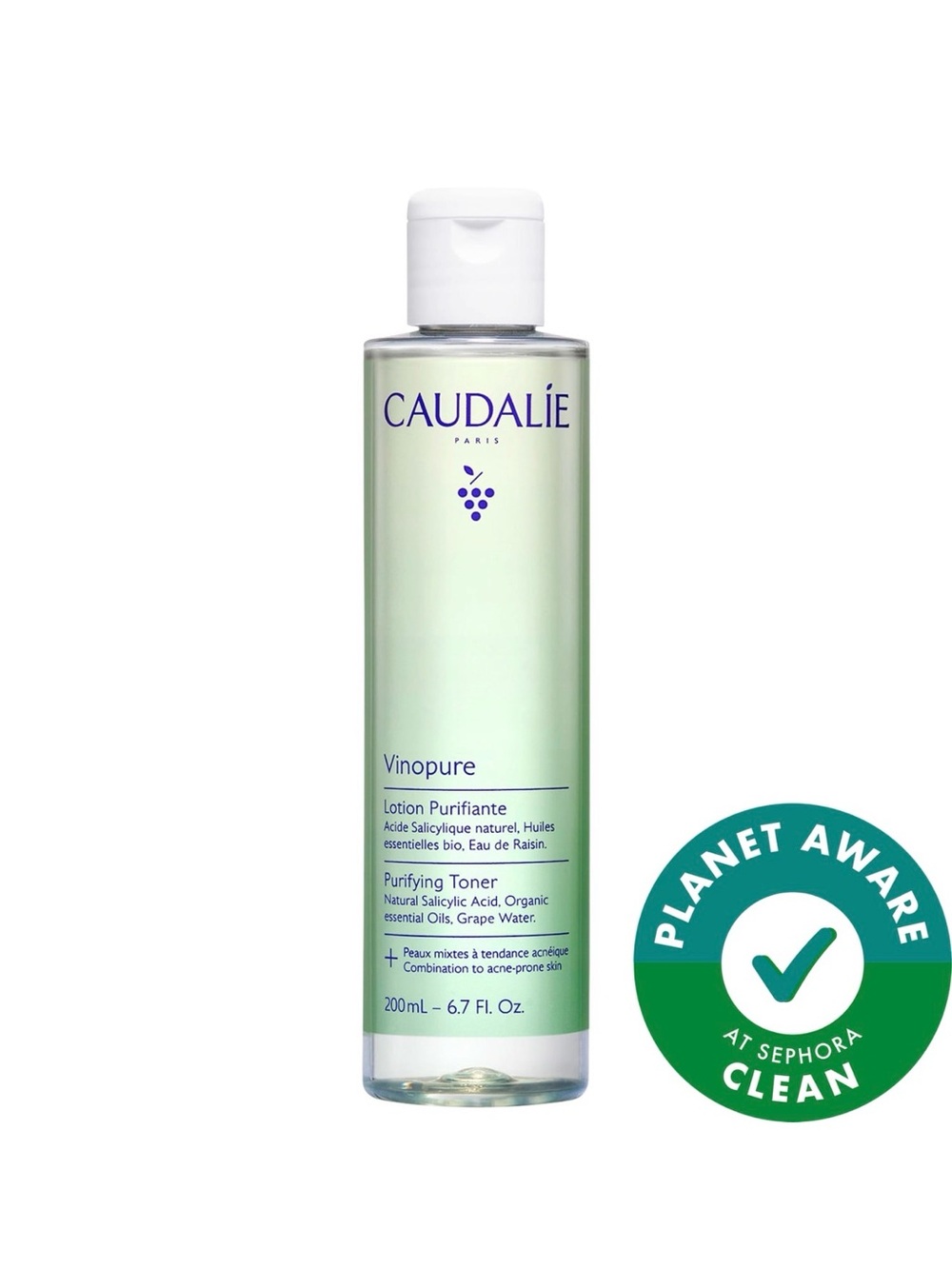 Caudalie Vinopure Purifying Toner - Pale Green and White